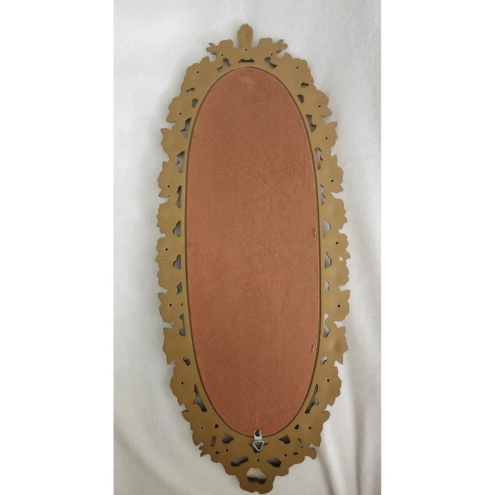 Hollywood Regency Gold Oval Wall Mirror Syroco 2324 Floral Roses 25 X 10